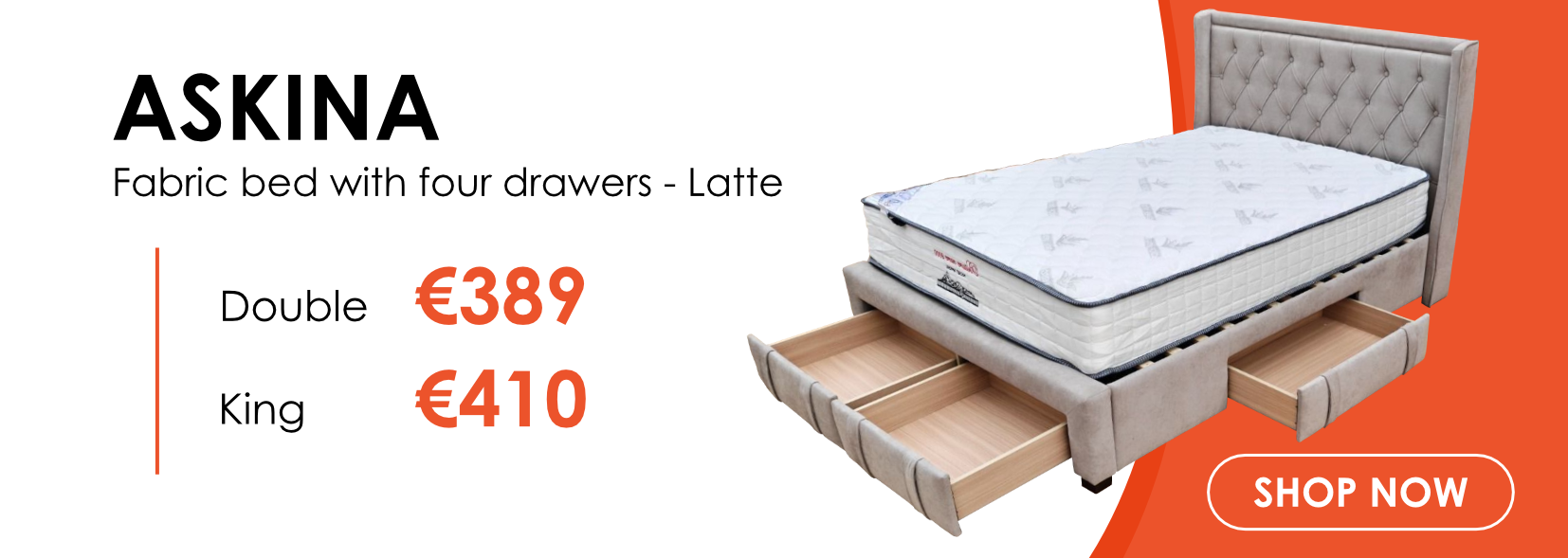 Askina Bed with Drawers - Double and King Sizes