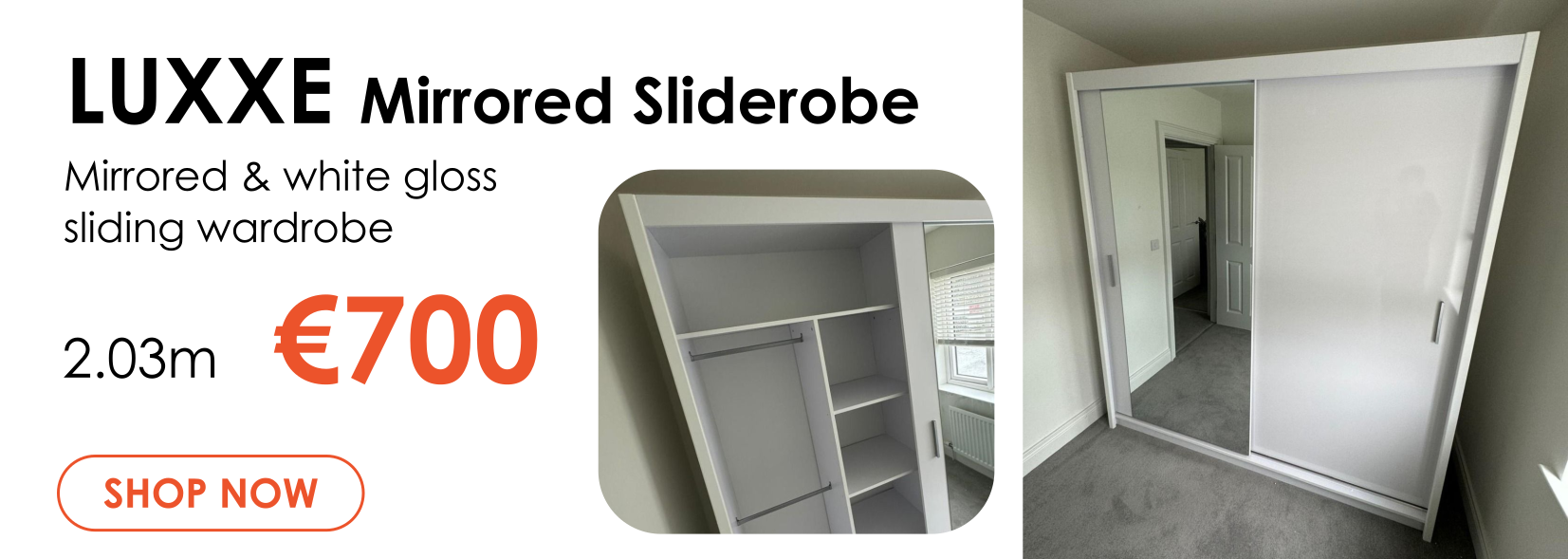 Luxxe White 2.03m Luxxe White Mirrored Sliderobe 2.03m wide