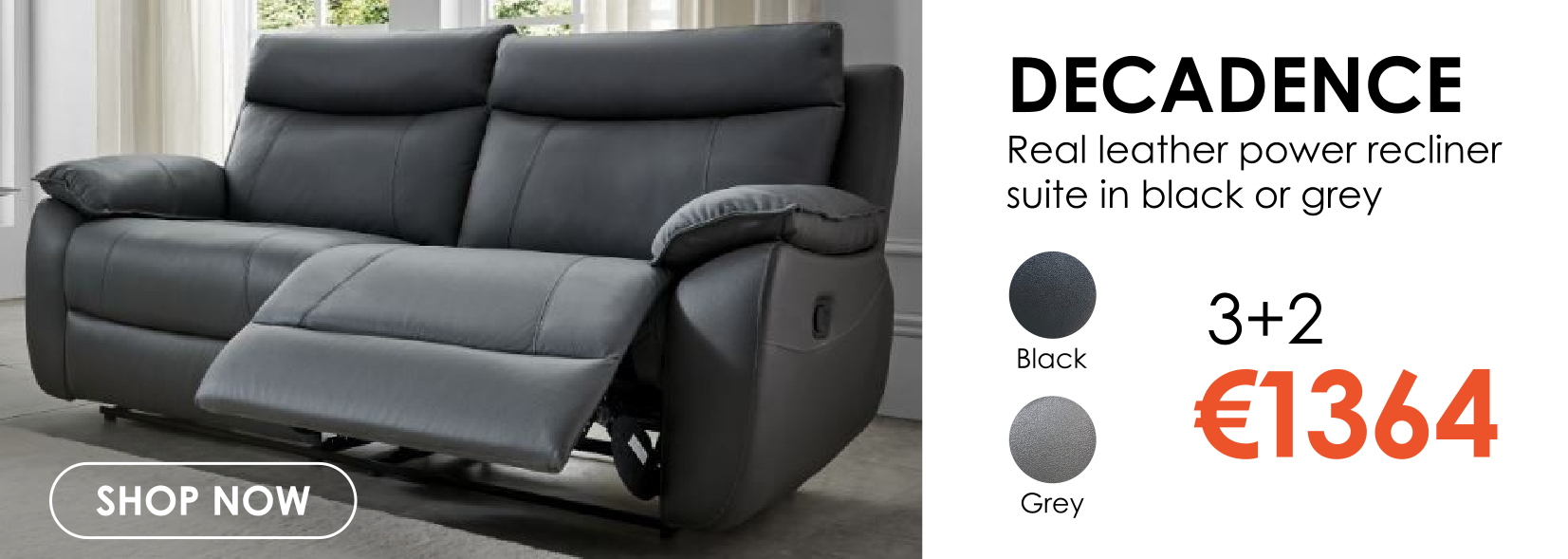 Decadence 3+2 real leather power recliner suite