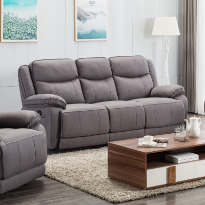 Brody Fabric Recliner Suite 3+3 - Light Grey STORM