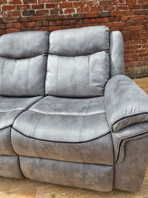 Mondeo Fabric Recliner 3+1+1 Suite with Drop Down Table - Grey