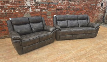 Lucan Leather Air Manual Recliner 3+2+1 Seater - Grey