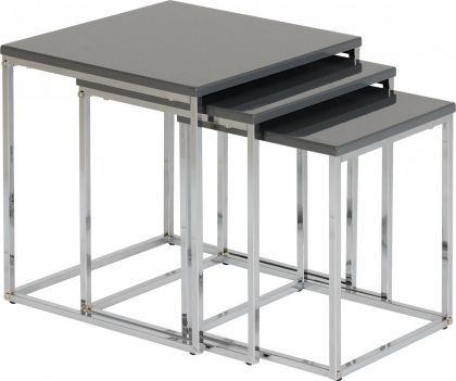 Charisma Nest of Tables - Grey Gloss / Chrome