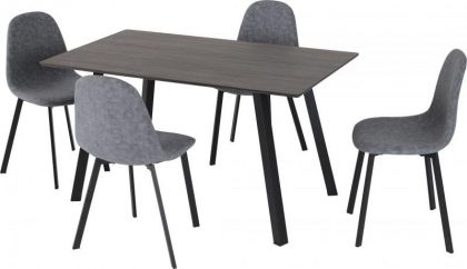 Berlin Dining Set - Black Wood Grain / Black / Dark Grey