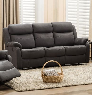 Bruno Fabric 3 Seater Recliner Sofa - Slate
