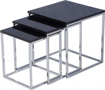 Charisma Nest of Tables - Black Gloss / Chrome
