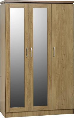 Charles 3 Door All Hanging Mirrored Wardrobe - Oak