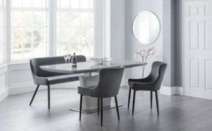 Extendable dining table and chairs grey discount