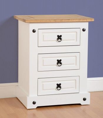 Corona 3 Drawer Bedside Table