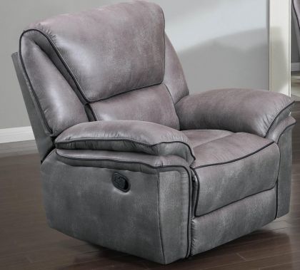 Edwardo Air Leather 1 Seater Recliner Sofa - Grey