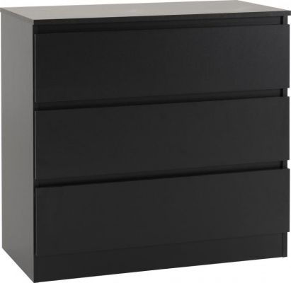 Malvern 3 Drawer Chest Black, Ikea Malm 3 Drawer Dresser Black