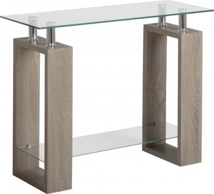 Milan Console Table - Sonoma Oak Effect Veneer / Clear Glass