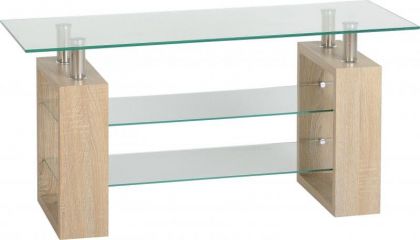 Milan TV Unit - Sonoma Oak Effect Veneer / Clear Glass