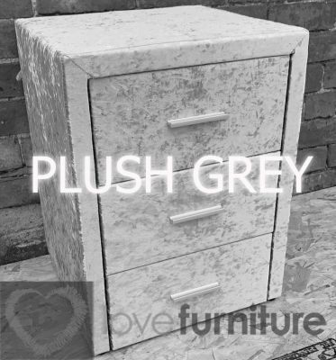 Sterling Bedside 3 Drawer Crushed Velvet - PLUSH GREY