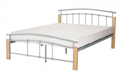 Tetras Metal Single Bed 3ft - Silver & Beech