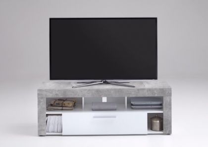 Vibio 1 Drawer TV Unit - White / Concrete