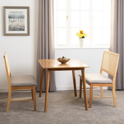 Austin & Ellis 1+2 Dining Bench Set - Oak Effect/Grey Fabric