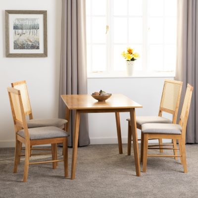 Austin & Ellis 1+4 Dining Set - Oak Effect/Grey Fabric