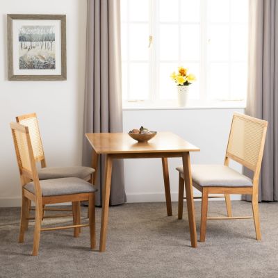 Austin & Ellis Dining Bench Set (2 Chairs) - Oak Effect / Grey Fabric