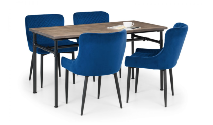 Carnegie Dining Table & 4 Luxe Blue Chairs