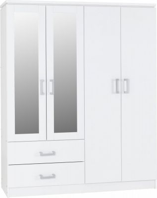 Charles 4 Door 2 Drawer Wardrobe in White