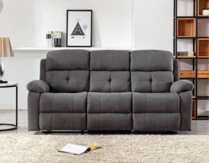 Charlie Fabric Recliner 3 Seater Sofa - Dark Grey