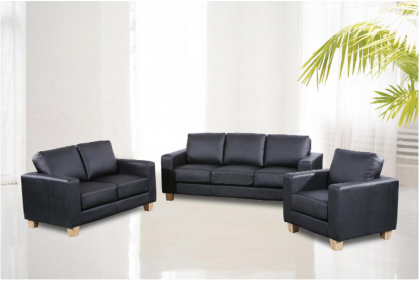 Chesterfield 3 Seater Sofa Pu - Black