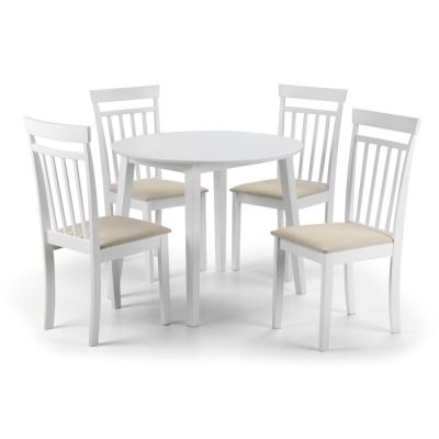 Coast Hardwood Dining Set 4 Chairs - White