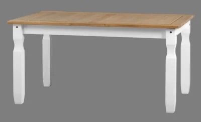 Corona 5’ Dining Table - White/ Distressed Waxed Pine