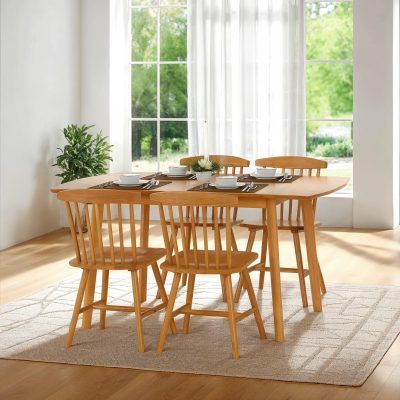 EMERY EXTENDING DINING SET  - NATURAL OAK EFFECT-4 Chairs