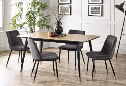 Findlay Rectangular Dining Table - Walnut & Black