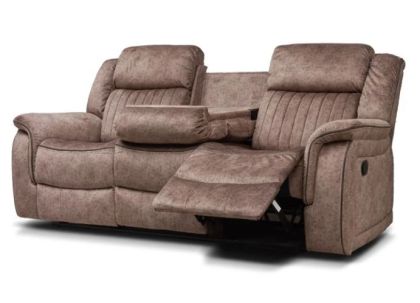 Gresham Fabric Recliner 3 Seater Drop Table - Sand