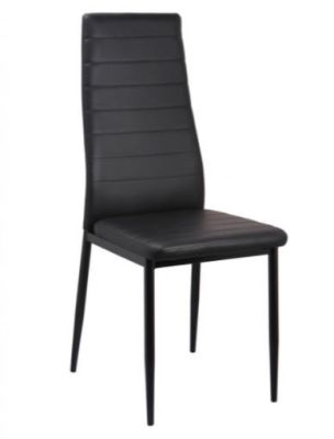 Pearl Leather Chair with Black Legs - Black (Sold in 6s)