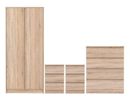 Malvern 2 Door Wardrobe Bedroom Set - Sonoma Oak