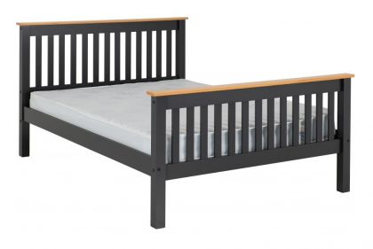 Monaco King Size 5ft Bed High Foot End - Grey/Oak Effect
