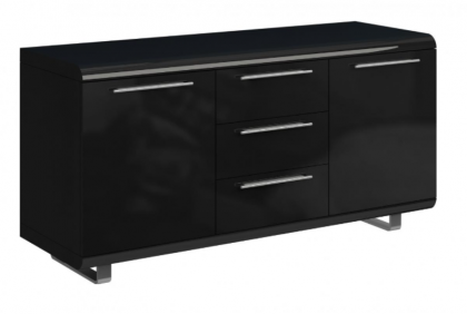 Newline High Gloss Sideboard Large 2 Doors & 3 Drawers - Black