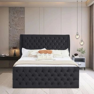 Oxford wingback fabric lined 5ft Black Plush