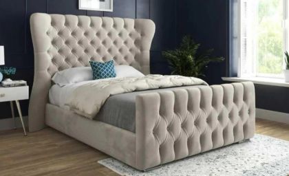 Oxford wingback Plush Cream Ottoman Kingsize