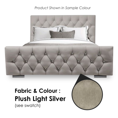 Panther Chester Small Double Bed 4ft - Plush Light Silver