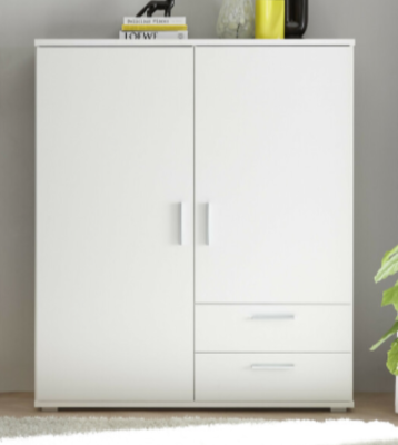 Adeline 2 Door 2 Drawer Wardrobe - White