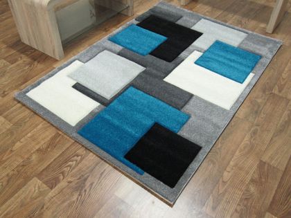 Tempo Square Rug - Black/Teal 2000mm x 3000mm