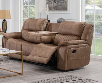 Washington Fabric Recliner 3 Seater - Coffee