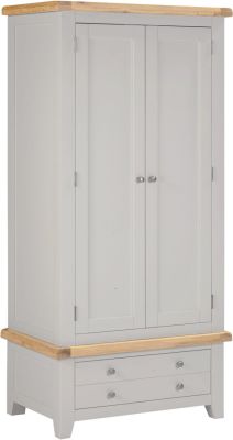 Windsor 2 Door 1 Drawer Wardrobe - Pebble Grey/Oak