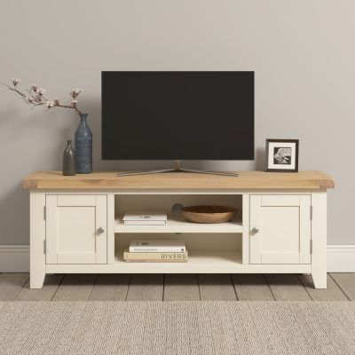 Windsor Straight TV Unit – Ivory/Oak