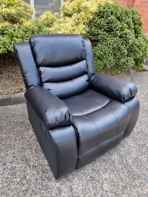Roman Leather 1 Seater Recliner Sofa - Black