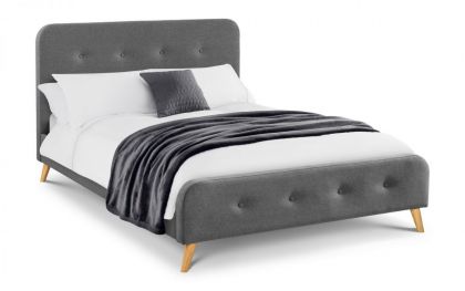 Astrid Curved Retro Fabric King Size Bed 5ft - Grey