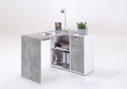 Albrecht Desk - Concrete / White
