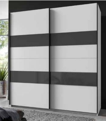 Altona White Glass Sliding Wardrobe 180cm - Grey Sliderobes