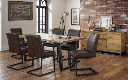 Brooklyn Dining Set with 4 Chairs - Oak / Guntmeal