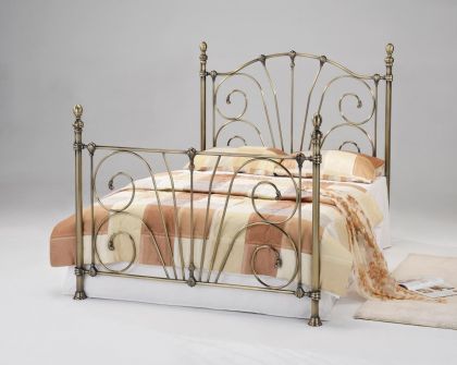 Beatrice Metal Kinsize Bed 5ft - Antique Brass